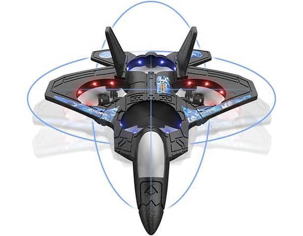 RC Helicopter Plane for Kids LO712, 2.4Ghz Remote Control Jet Fighter Airplane 3D Flip Quadcopter Toy Gifts, Cool Lights Stunt Airplane Roll Hovering for Boys Beginners