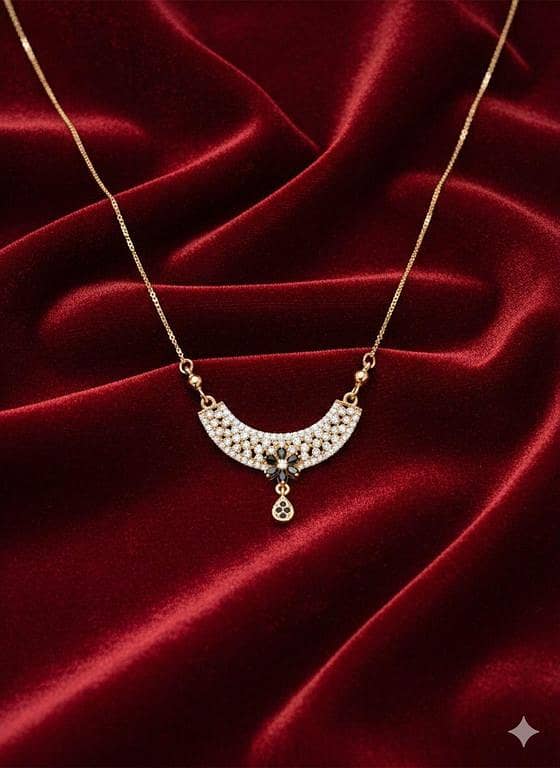 Black and White Floral Crescent Necklace