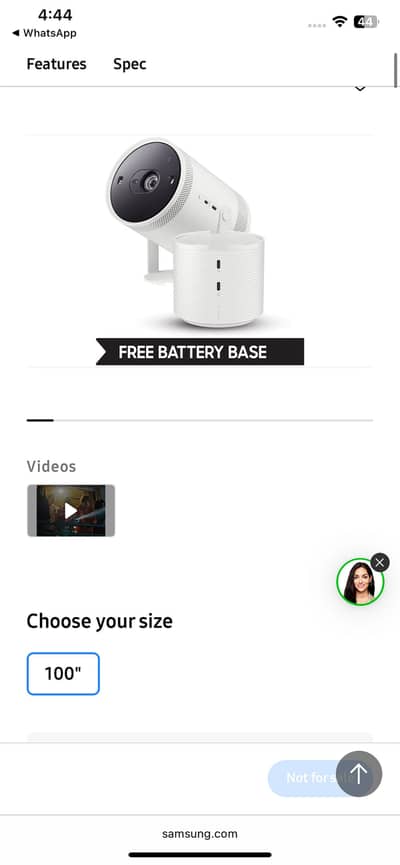 Samsung free style projector