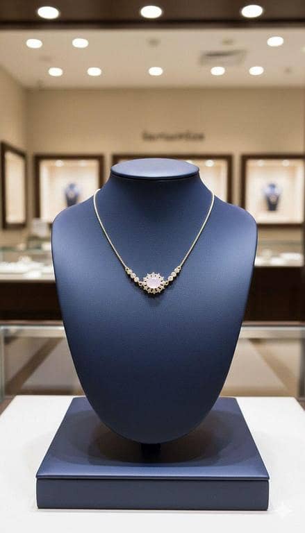 14k Gold Rose Quartz Halo Necklace | Round Pink Gemstone Sunburst Pendant