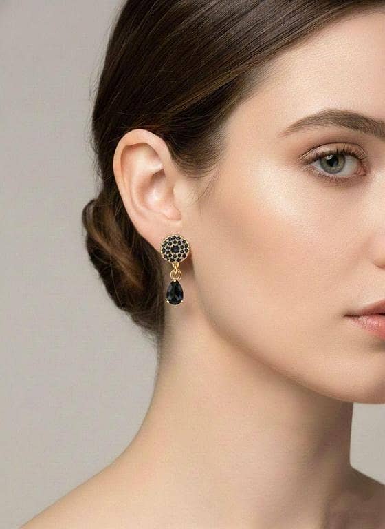 Gold Pavé Teardrop Infinity Drop Earrings with Pear-Cut Crystal