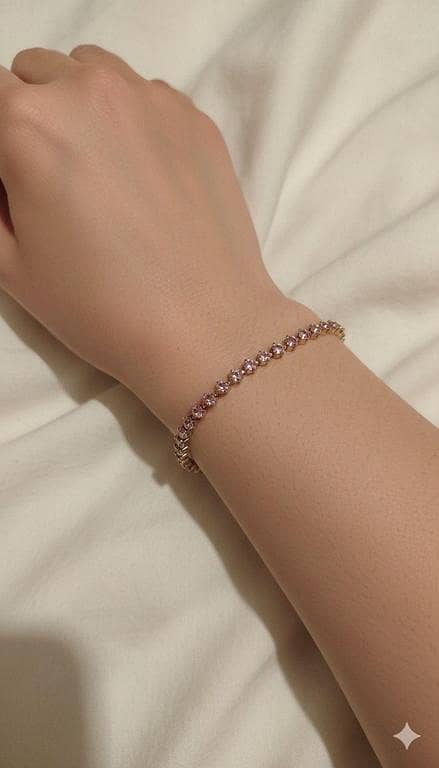 Dainty Rose Gold Pink Crystal Tennis Bracelet by SparklePastel