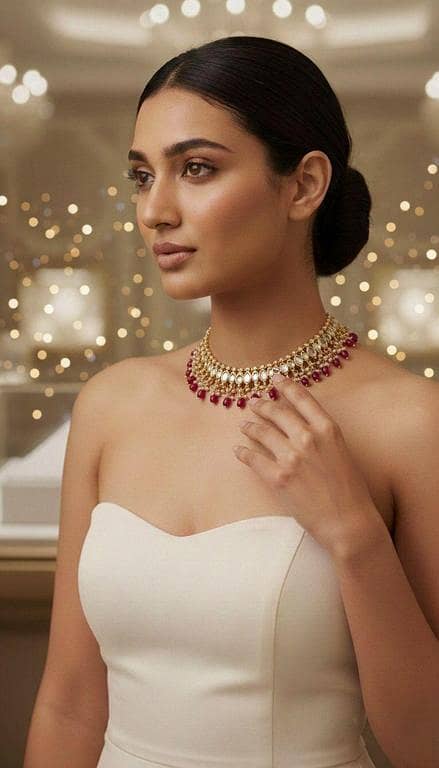 Royal Ruby Red Chandelier Drop Necklace | Gold Pavé Halo Gemstone Statement Piece