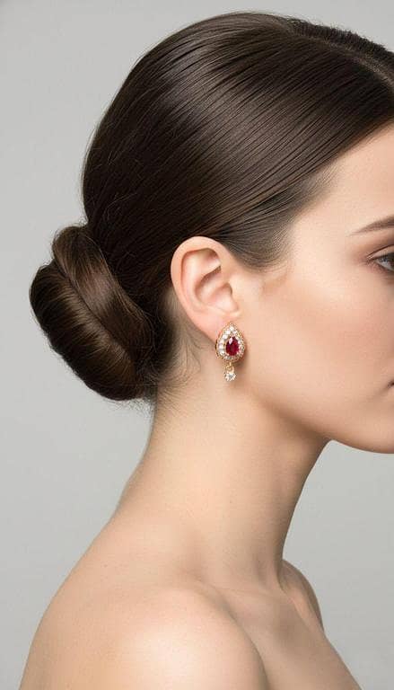 Gold-Tone Pavé Teardrop Dangle Earrings with Pear-Cut Center Stone