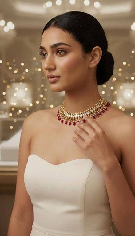 Maharaja Ruby & Kundan Choker – Heritage Gold-Tone Statement Necklace