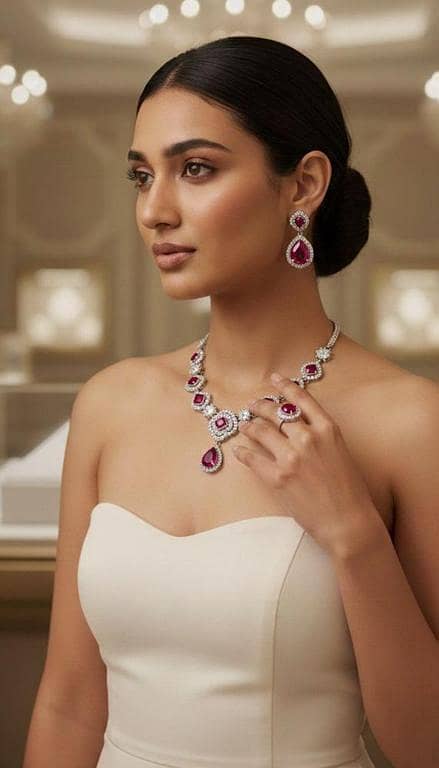 Empress Silver & Noir Set – Pear-Cut Crystal Halo Statement Jewelry