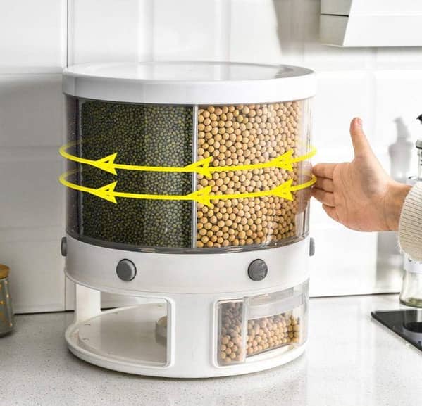 Large Food Dispenser Rice Dispenser 6-Grid Rice Bucket Whole Grains Rice Container Storage with Lid Dry Food Dispenser Storage Box for Kitchen