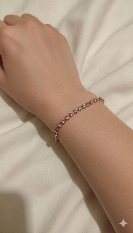 Rose Gold Pink Crystal Tennis Bracelet. . .