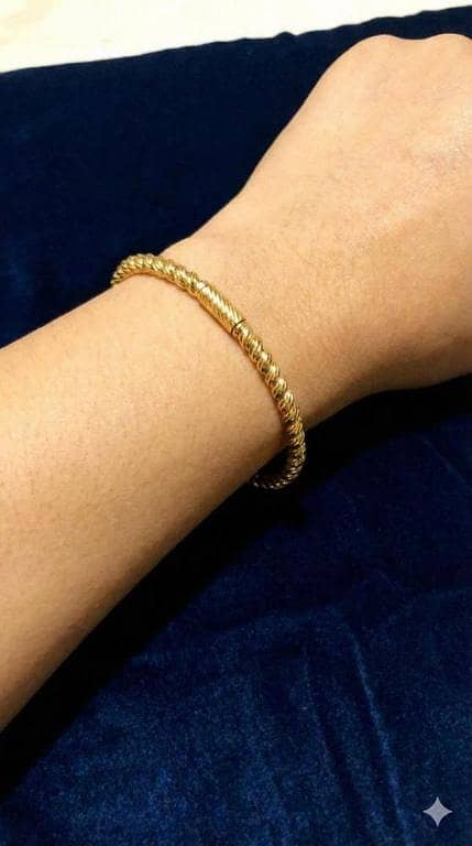 Minimalist Gold Textured Cable Bangle - Dainty Twisted Bangle for Women. . .
