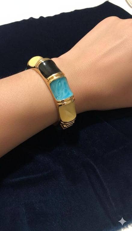 Luxury Multi-Color Enamel Bangle - Gold Plated Statement Bracelet for Women. .