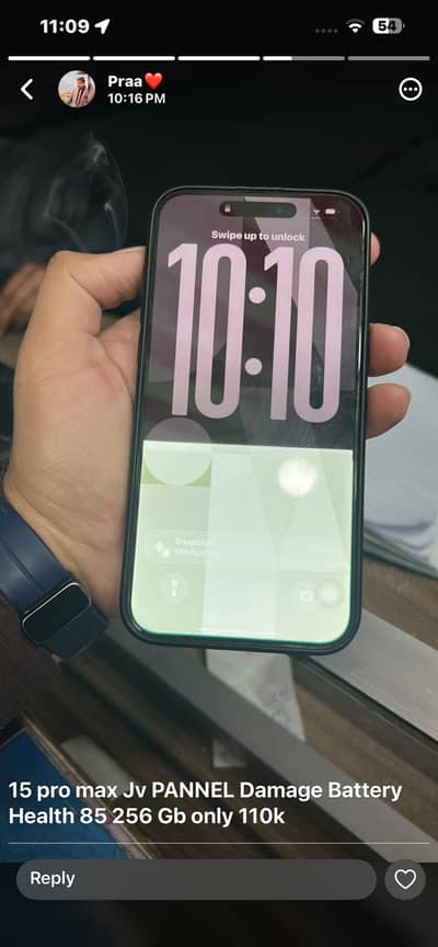 15 pro max pannel damege  jv mobile 256 gb battery health 85%