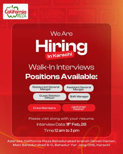 Restaurant Jobs in Karachi | Walk-In Interview | Bahadurabad