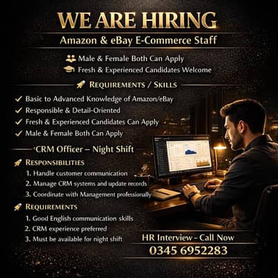Amazon & eBay E-Commerce Staff Required – Night Shift CRM Officer