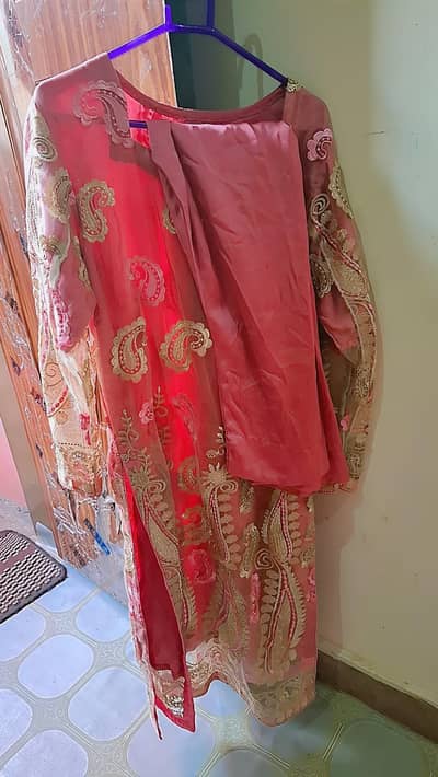 2 pc dress net full embroidery front and back