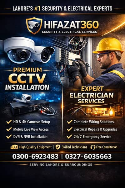 CCTV Cameras Installation Service Lahore | Electrician Available 24/7