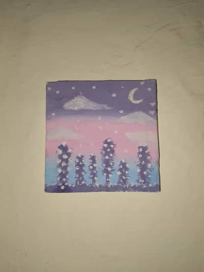 snow fall canves painying