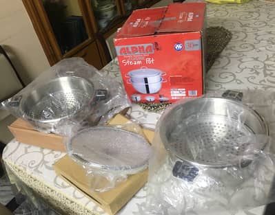 Alpha 30 cm Food Steamer Stainless Steel double bottom steam pot