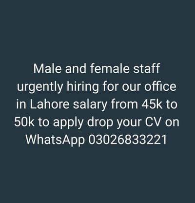 male and female staff for office management