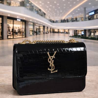 YSL Signature Monogram Crossbody Bag with Gold Chain