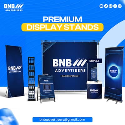 Premium Display Stands | Rollups, Kiosks & X-Stands | BNB Advertisers