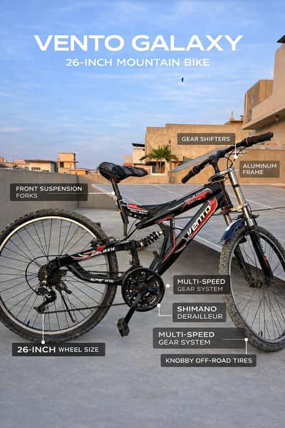 Vento Galaxy 26” Mountain Bike – Full Suspension – Good Condition