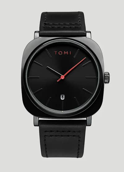 Brand New TOMI Black Men’s Watch | Leather Strap | Date Function | Wit