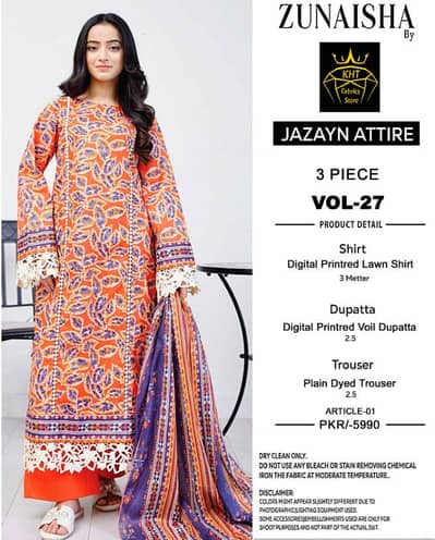 Ladies 3 piece suits/Branded unstitched suits/Summer unstitched suits