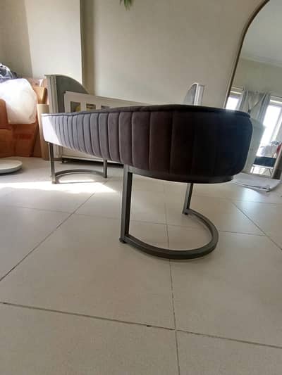 3 seater luxury velvet ottoman style stool with steel stand