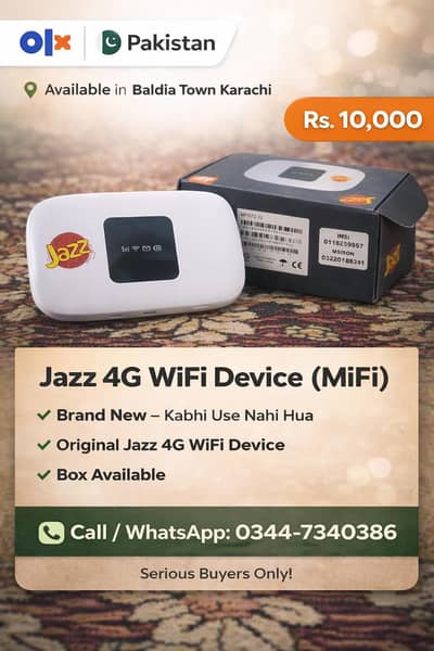 Jazz 4G WiFi Device (MiFi) – Excellent Condition New Box Pack  Urgent