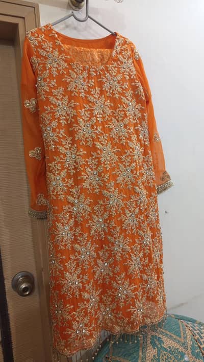 orange embroidery dress