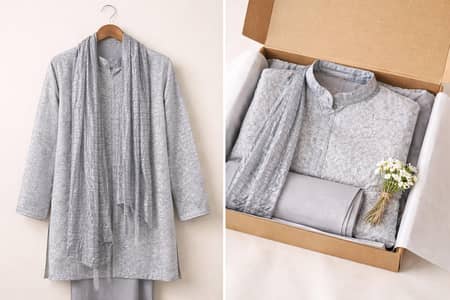 Elegant Silver Grey Sherwani / Shalwar Kameez for Wedding