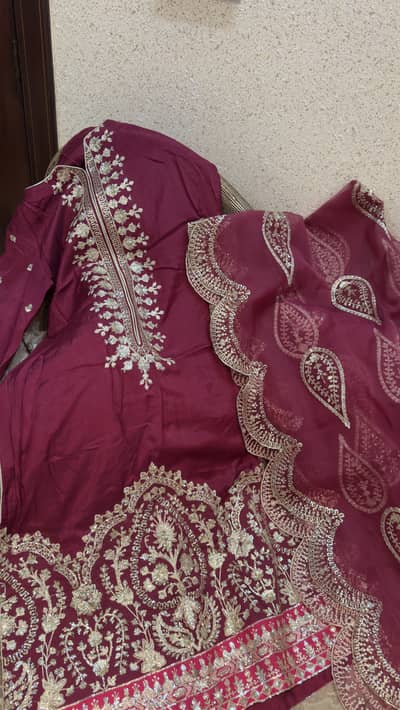 Maroon- Ready to wear- Silk dresser