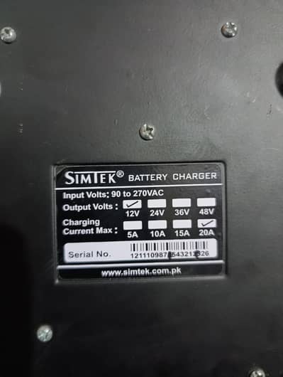 simtek charger 20 ampere