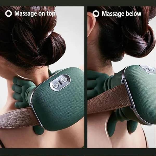 Blueidea Neck & Shoulder Massager with Heat – Electric Shiatsu Back Pain Relief, 3-Speed Portable (Green).