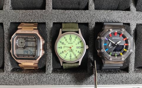 3 Watches Combo – SANDA, SOKI & Panars Digital (Rose Gold)