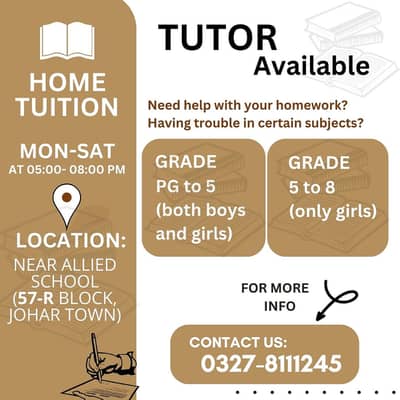 Home Tuition & Online Tuition in Johar Town – Experienced one!