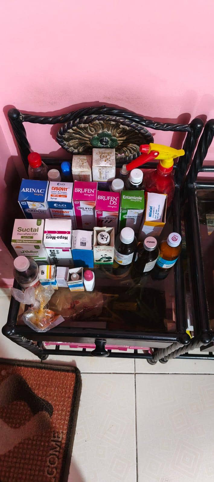 dressing table iron  and side table 6