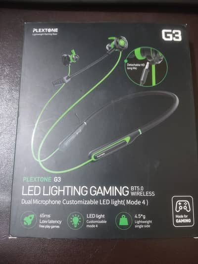 Gaming Bluetooth Neckband with Detachable Mic