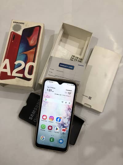 Dual sim PTA Approved Samsung a 20 with Box
