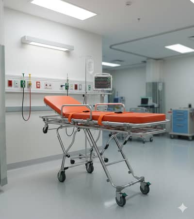 Mobile Hospital Stretcher with Integrated IV Pole