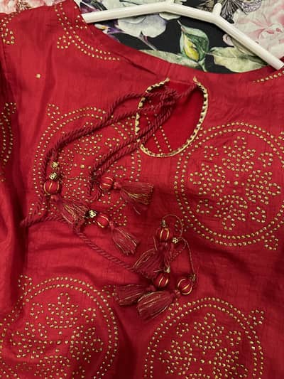 Party wear / junaid jamshed/ red/ 3 piece