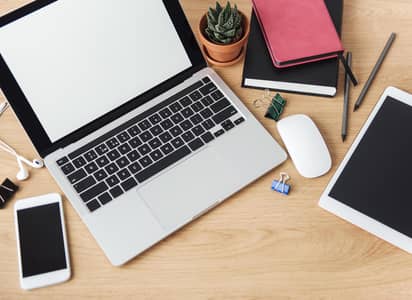 online indoor office work social media marketing