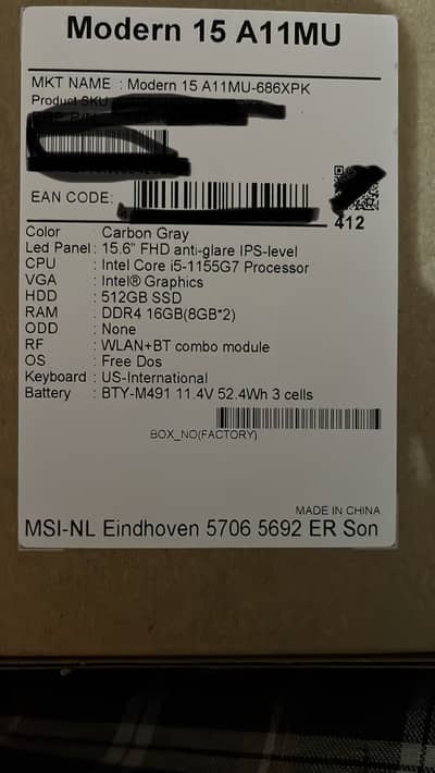 MSI modern 15, 11th generation, i5