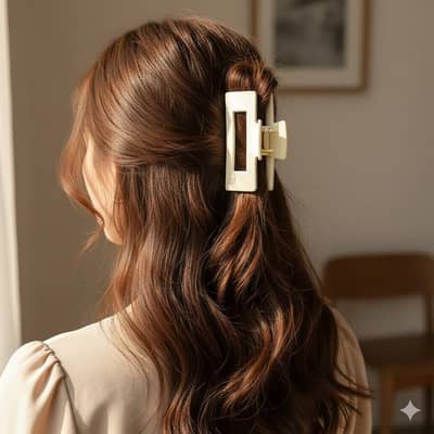 Elegant Matte Hair Claw Clip – Cream Beige