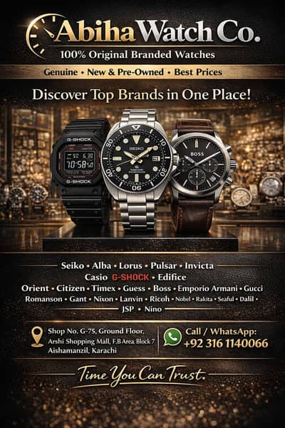 Original Branded Watches – Seiko, Casio G-Shock, Citizen, Boss, & More
