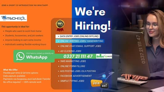 Start Earning from Home — Part-Time or Full-Time!  Work Opportunities