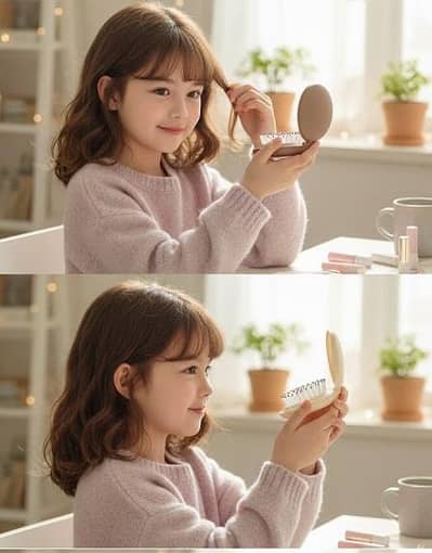 Hand mirror with Brush