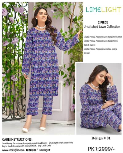 Limelight – 2 Piece Unstitched Lawn collection