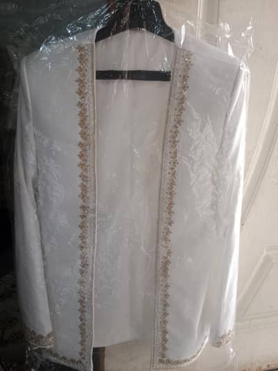 Elegant White Embroidered Open Coat for men – Party Wear