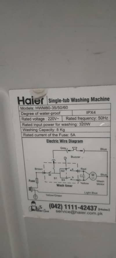 HaierHWM80-35/50/60 semi Autimatic 8 KG singlr tub washing machine